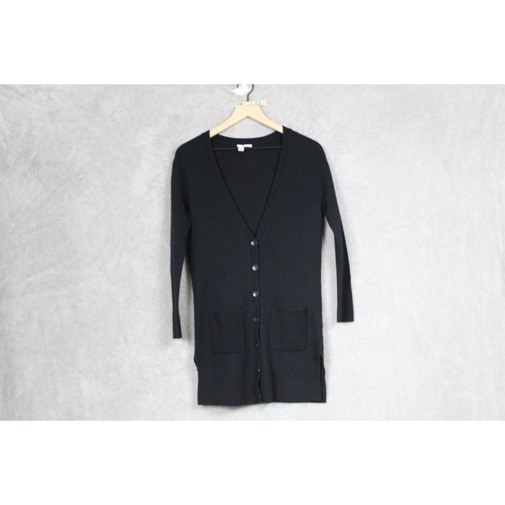 Halogen Wool Cashmere Blend Cardigan‎ Sweater Womens S Black Minimalist Capsule